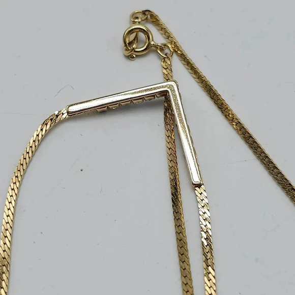 1982 AVON Galaxy of Color Sim Sapphire Chevron Gold Tone Necklace Bracelet Set - Picture 6 of 6